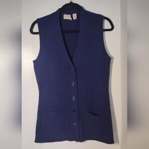 Vintage Women's Blue Sweater Vest Size M #507